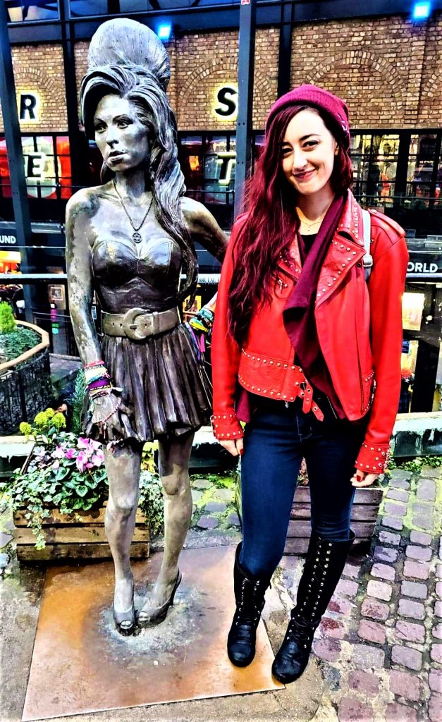 Amy Winehouse statue in Camden Market in London England